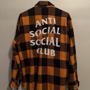 Anti Social Social Club Orange and Black Checkered flannel